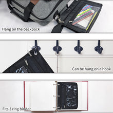 Load image into Gallery viewer, 1inch Expandable Pencil Pouch for 3 Ring Binder,Large Capacity Pencil Pouch with Zipper, Three Ring Clear Binder Pencil Case Suitable for School and Office(Black, 1 Pack )