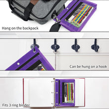 Load image into Gallery viewer, 1inch Expandable Pencil Pouch for 3 Ring Binder, Large Capacity Pencil Pouch with Zipper, Three Ring Clear Binder Pencil Case Suitable for School and Office（Purple, 1 Pack）
