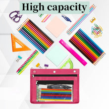 Load image into Gallery viewer, 1inch Expandable Pencil Pouch for 3 Ring Binder, Large Capacity Pencil Pouch with Zipper, Three Ring Clear Binder Pencil Case Suitable for School and Office（Rose, 1 Pack）
